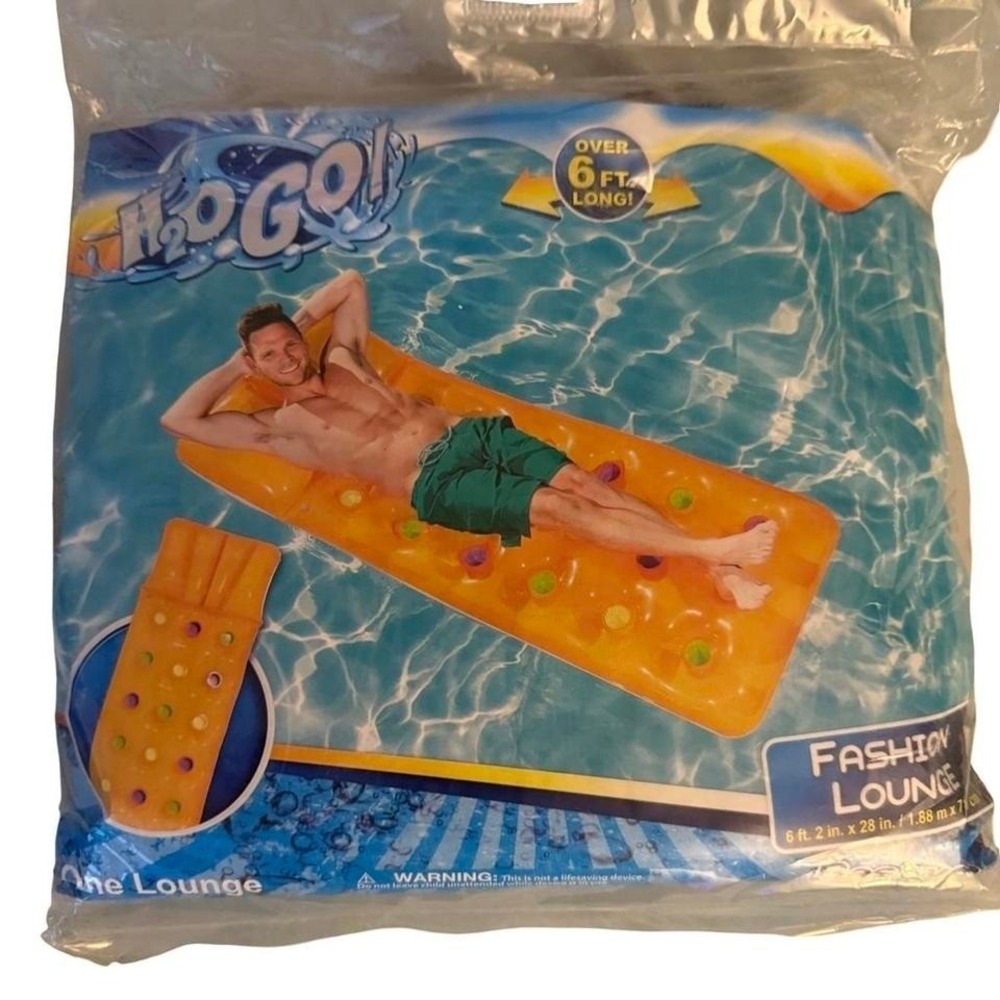 H2O Go Fashion Inflatable Lounge Pool Float 6ft Orange Bestway 43014E NEW